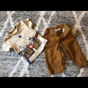 2 pc Carhartt khaki pants and tool t-shirt set 9mo